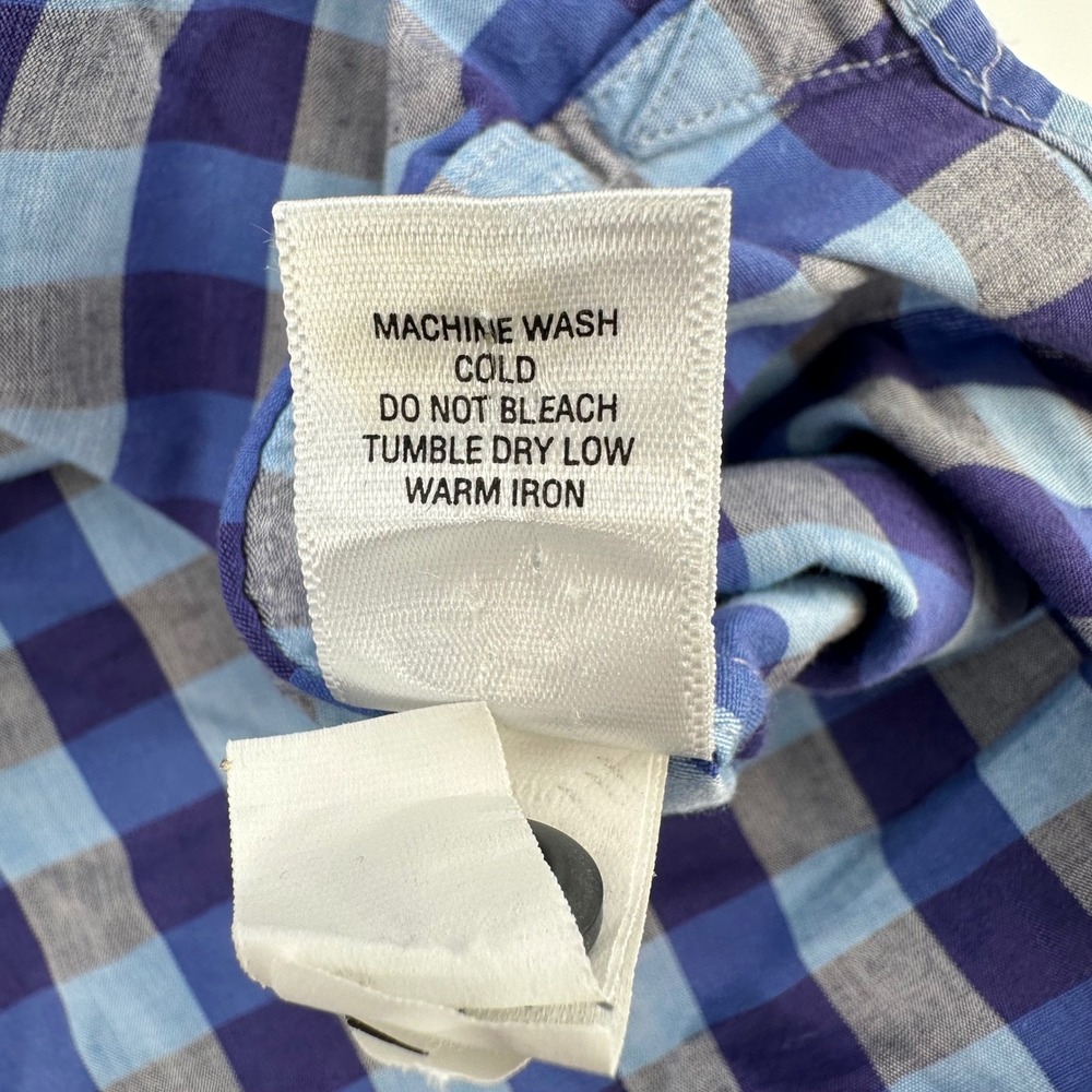 Banana Republic Mens XL Blue White Gingham Short SL Button Down Stretch‎ Shirts - Picture 16 of 16